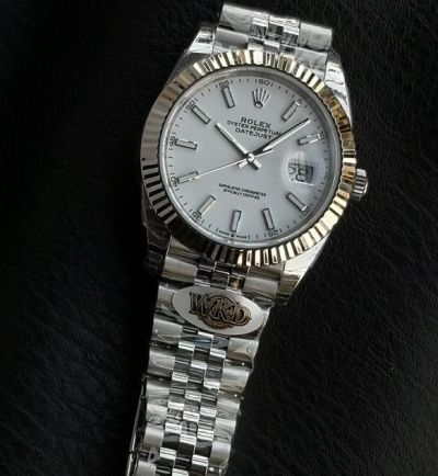 WKD Factory Rolex Datejust 41mm 3235 Movement Index Markers White Face Jubilee Band Watch